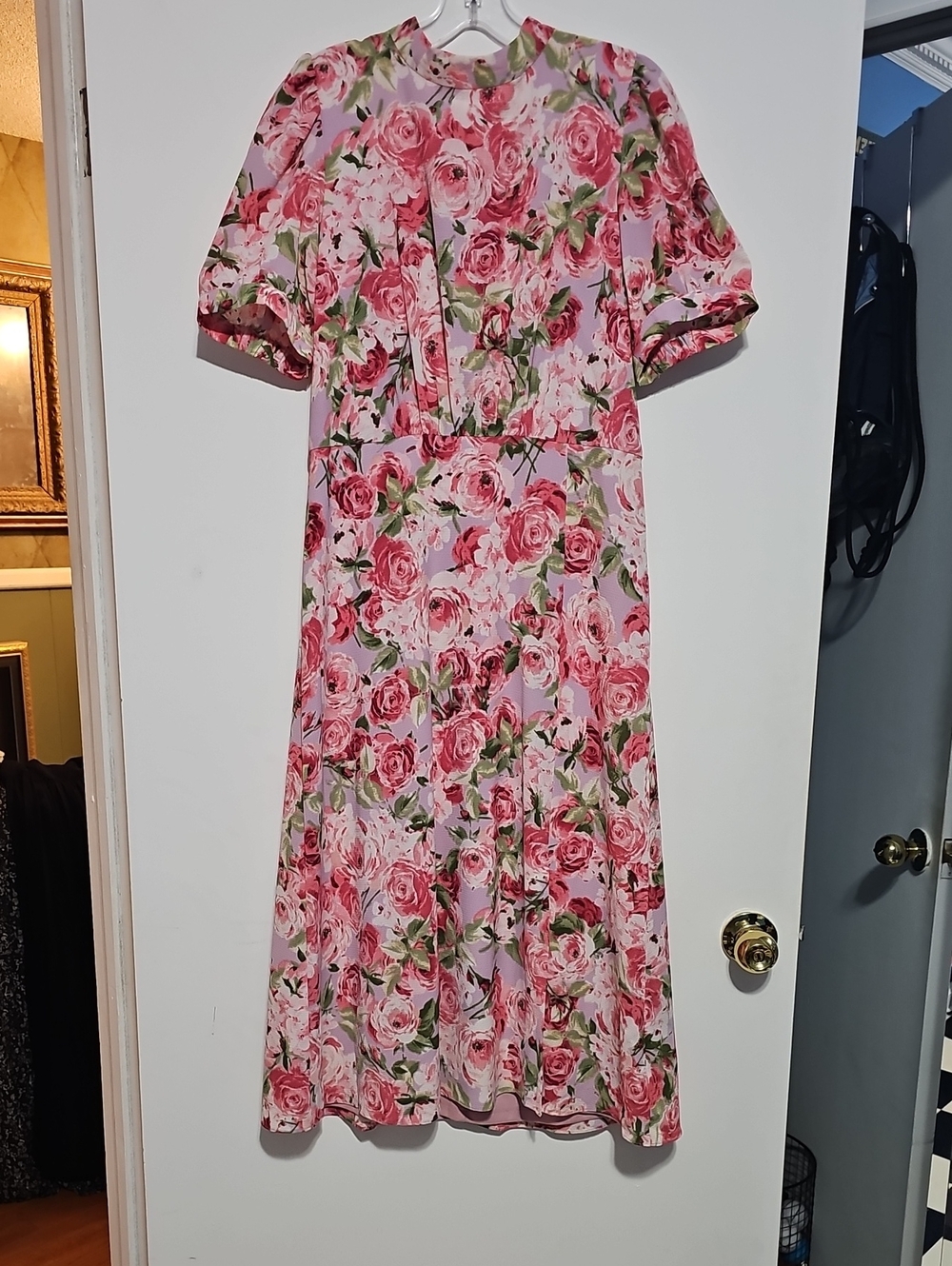 Julia Jordan Pink Floral Dress with Green Accents Womens 10 Fully Lined Wedding